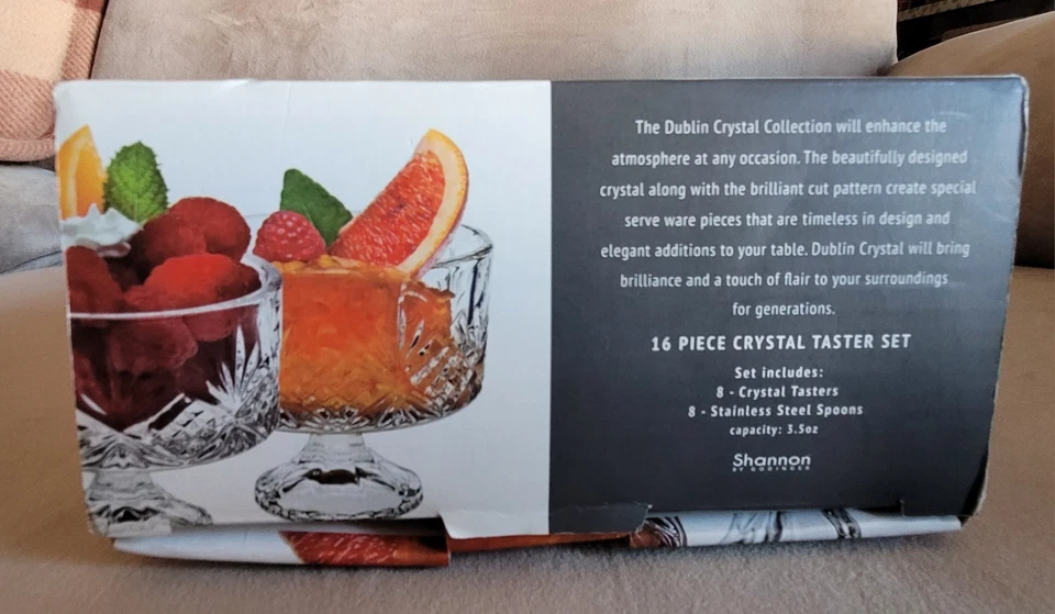 Dublin Collection Crystal Taster Set 16 Piece Dessert Bowls & Spoons - Image 2 of 2