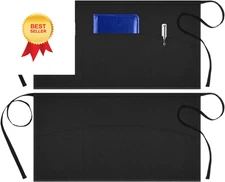 Syntus 2 Pack Server Apron with 3 Pockets, Waterdrop Resistant Waitress... 
