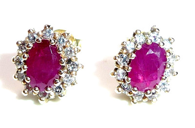Earrings studs 585 gold yellow gold 036ct diamonds 090ct. Rubies Classic