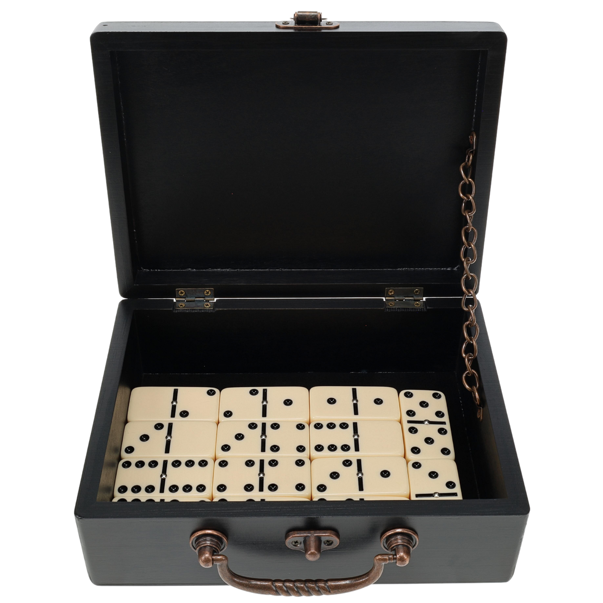 WE Games Double 6 Dominoes with Spinners in Wooden Treasure Box | eBay