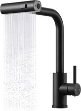 Matt Black Kitchen Taps with Pull Out Spray Waterfall Kitchen Tap with Pull Out