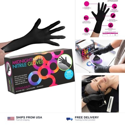 FRAMAR Powder Free Nitrile Gloves Medium   12 INCH Black Gloves Disposable La...