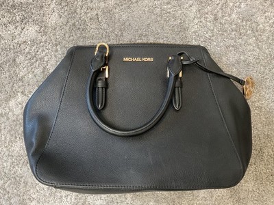 Michael Kors Black Pebbled Leather Satchel Tote Gold Hardware Shoulder Bag
