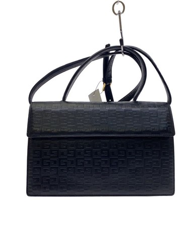 GIVENCHY Shoulder Bag Vintage 4G Logo Embossed Leather Square Flap Used