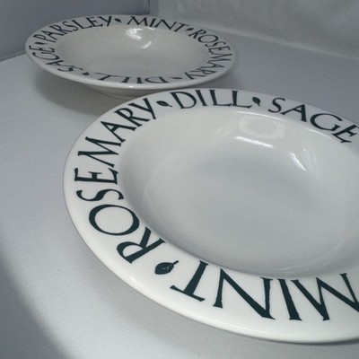 Pier 1 soup bowls (2) Herb Themed sage parsley mint rosemary Dill