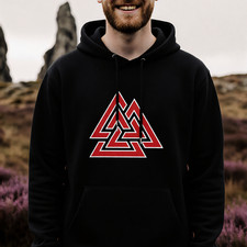 Valknut Viking Symbol Hoodie  Asgard Symbol Norse Unisex Pullover V2