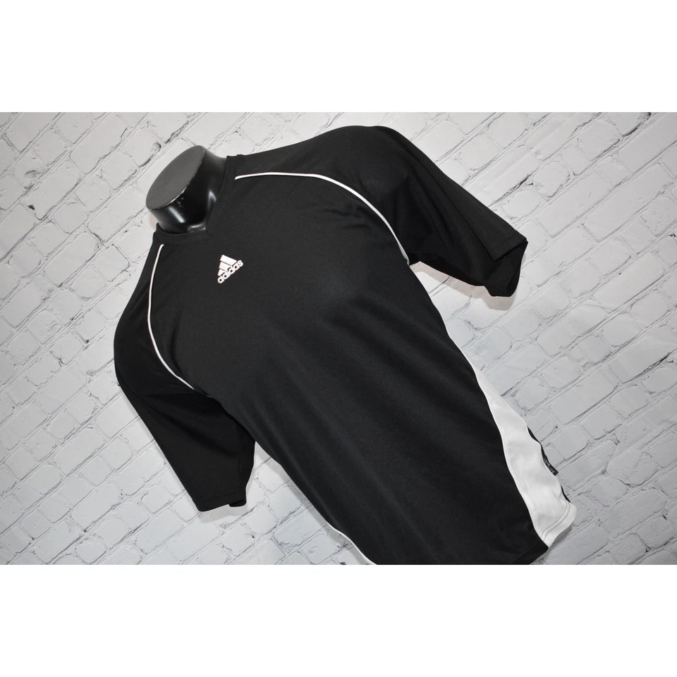 Adidas Camisa de Gimnasio Camiseta Para Hombre Talla Grande Fútbol Poliéster Rendimiento Negro Blanco Foto 3 de 4