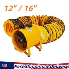 12"/16" Utility Blower Fan Ventilator Exhaust Fan 3500 CFM 16.4/32.8ft Duct Hose