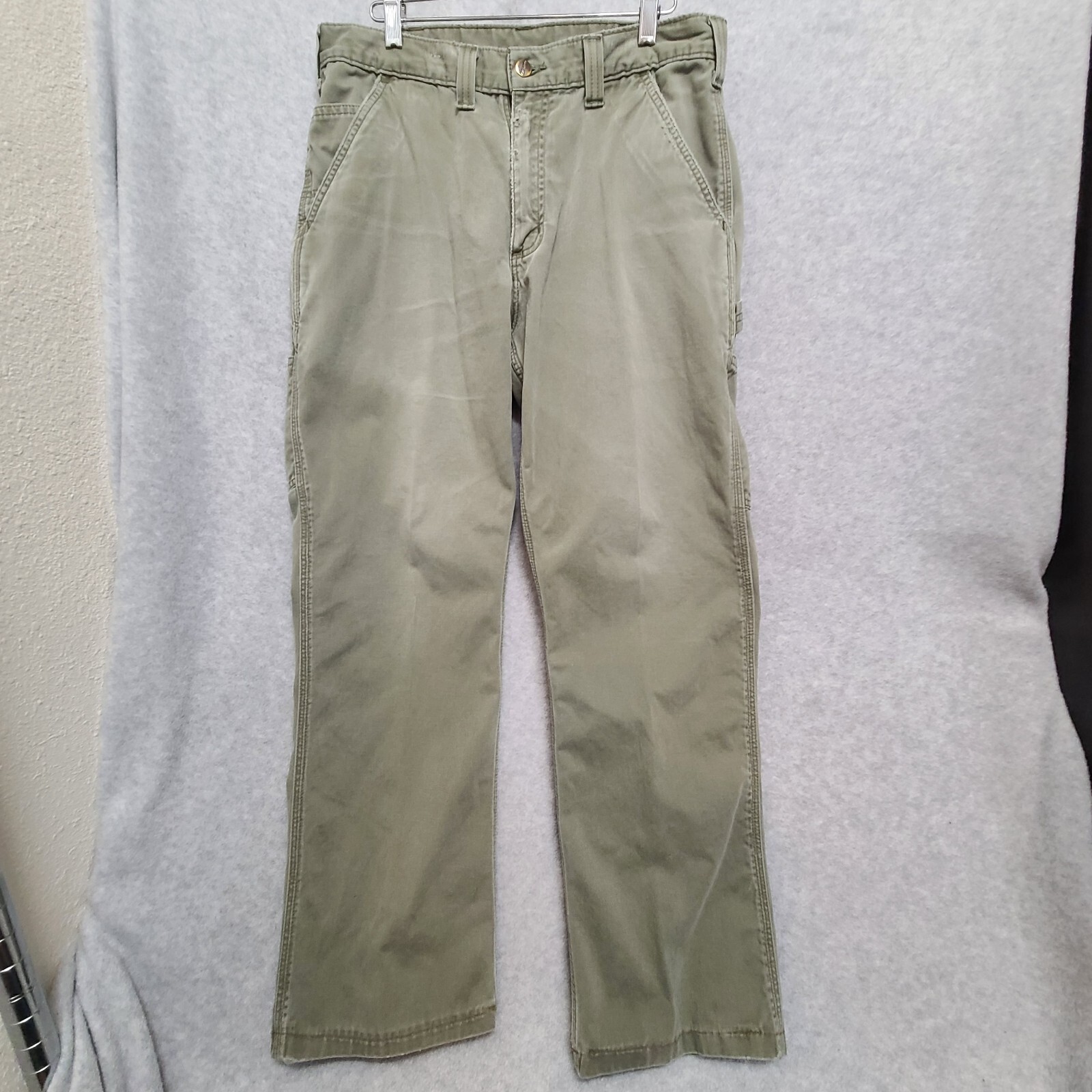 Carhartt B324 ARG Relaxed Fit Carpenter Pants 33x29 Army Green Distressed Workwear