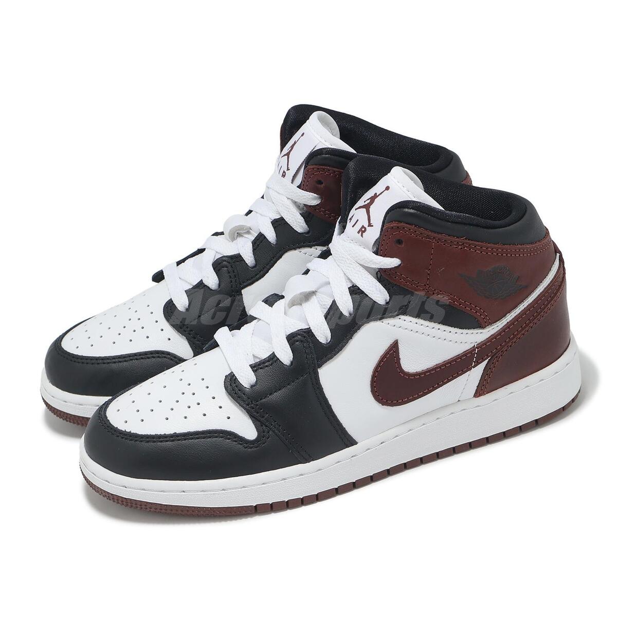 Nike Air Jordan 1 Mid SE GS AJ1 White Dark Pony Kids Youth Nike Air Jordan 1 Mid SE GS AJ1 White Dark Pony Kids Youth