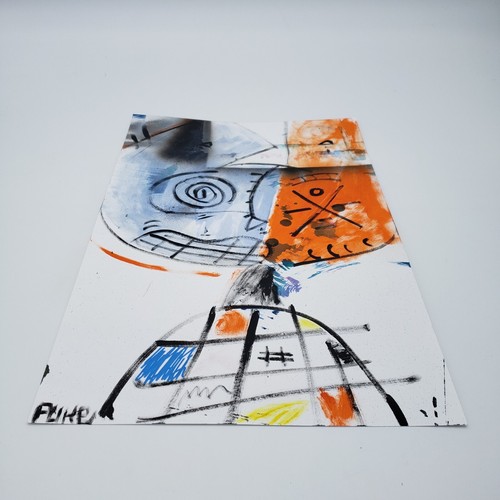 Gatto arrugginito astratto dipinto originale su carta dell'artista newyorkese PUKE - Foto 2 di 3