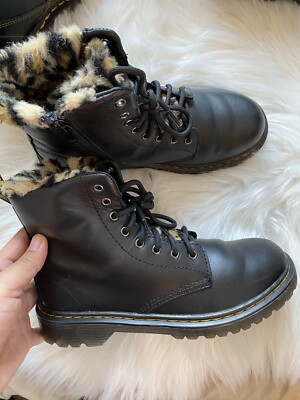 Martens 1460 Serena Leopard Boots Size Black Leather Faux