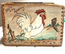 Antique 1902 E-Z Welding Compound Anti Borax Dovetail Wood Box Hand Painted