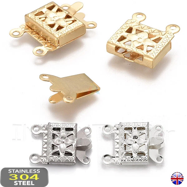 304 Stainless Steel Box Clasps 2 Strand Jewelry Making Necklace