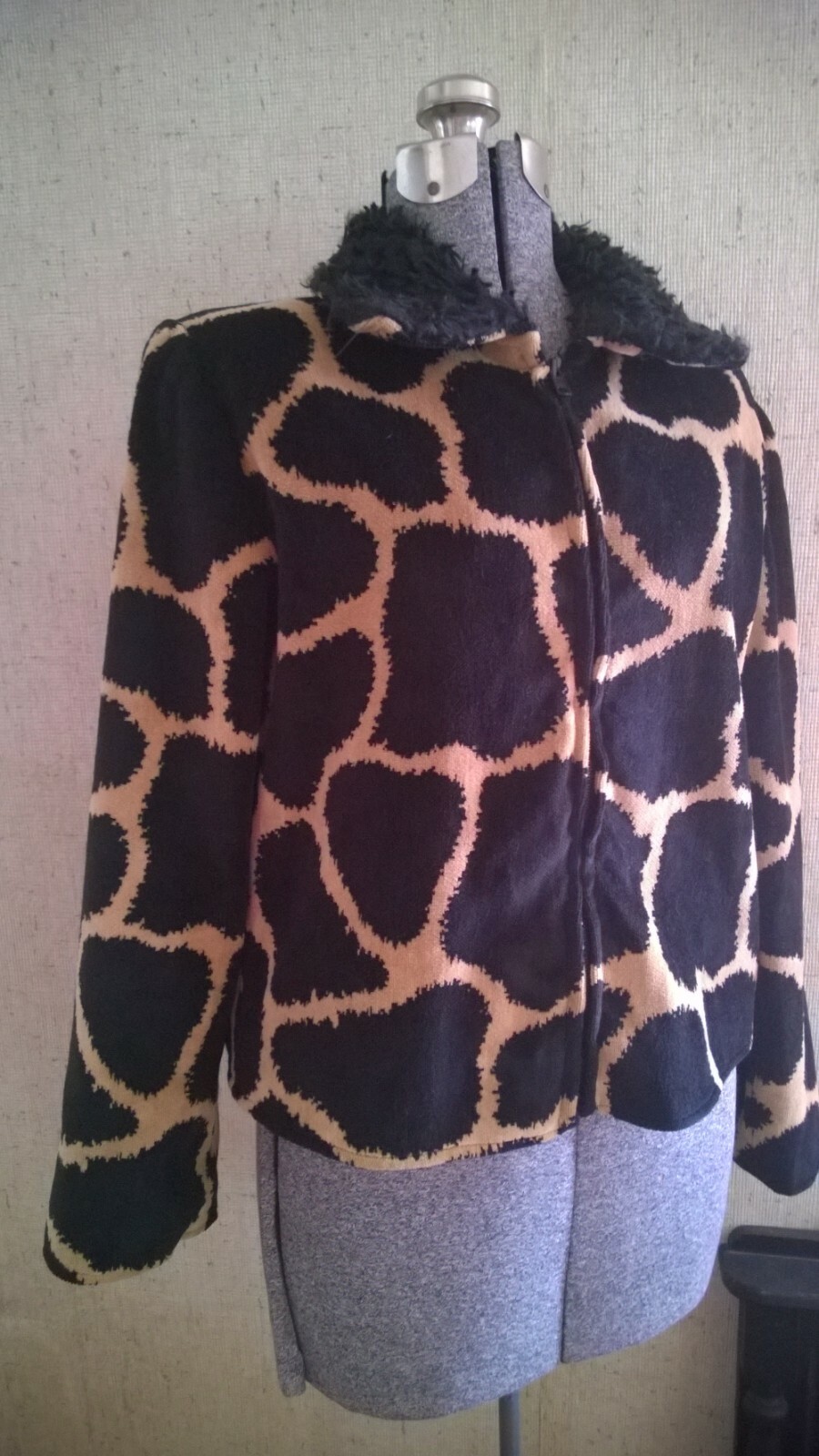 Giacca foderata pelliccia sintetica pony dipinta collo pelliccia sintetica donna taglia M L