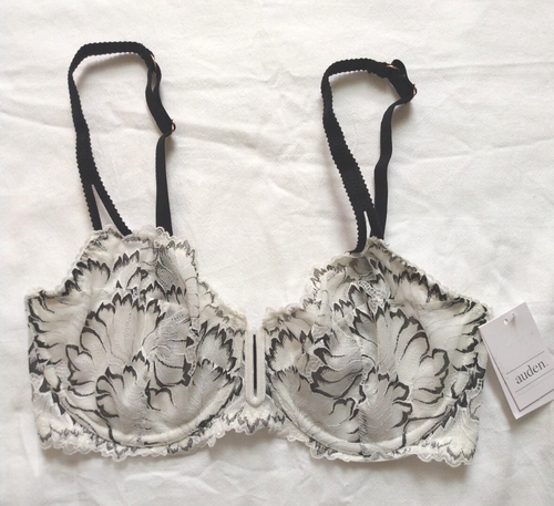 Auden Women's Balconette Coverage Underwire Bra Size 34D White Black Unlined NEW