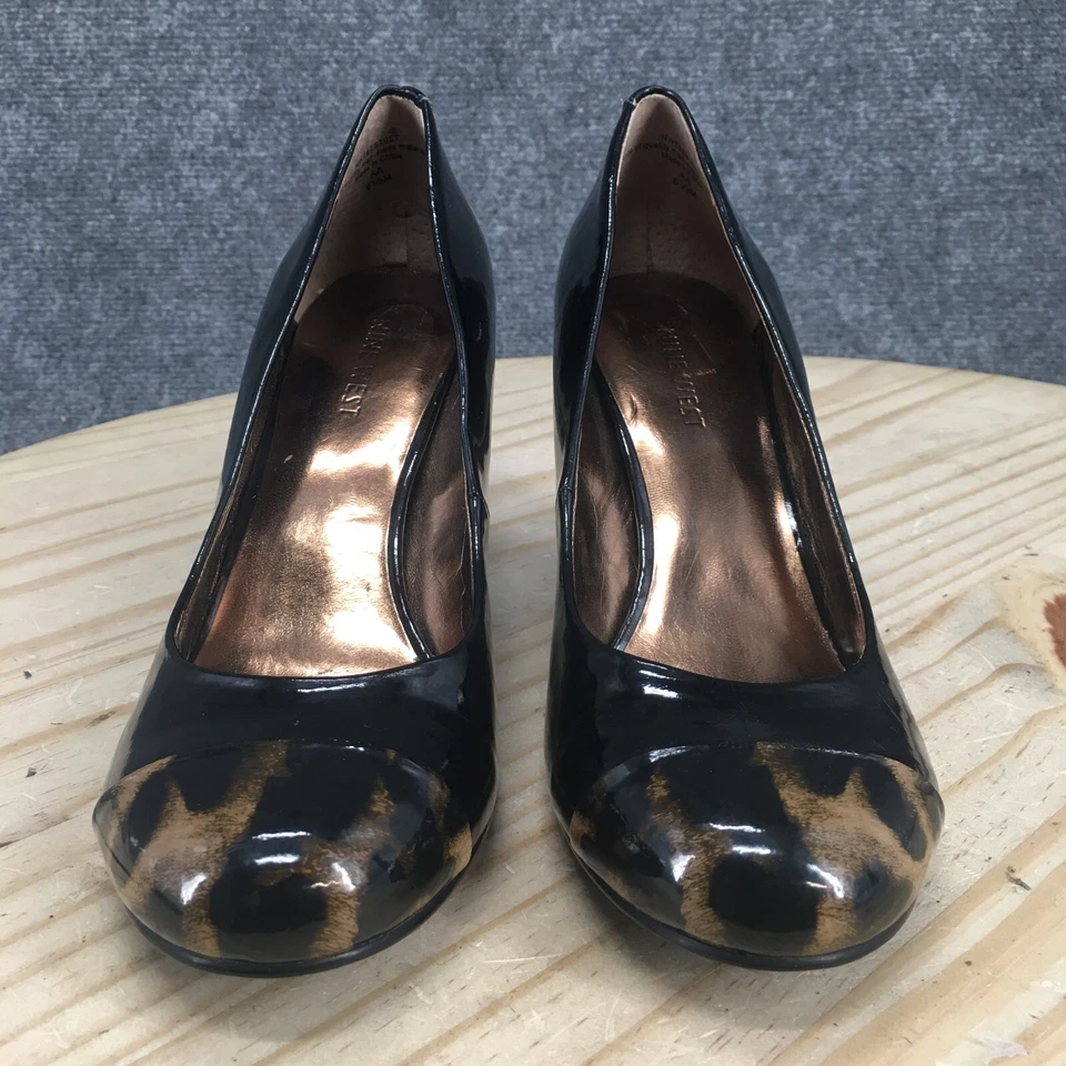 Nine West Shoes Womens 6.5 M Best Bet Slip On Pumps Black Faux Leather Heels - Image 4 of 4