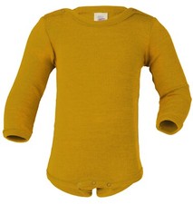Engel Baby Body Schulterknopf  Engel natur 74 80 safran 70 % Wolle 30 % Seide