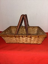 Vintage Small Rectangular Wicker Basket-9 X7  X2.75  - W/handles- Estate Find