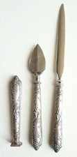 Ancien nécessaire écriture ARGENT silver sceau cachet coupe-papier seal