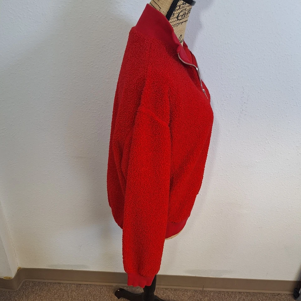 Женская флисовая толстовка Topshop на молнии красный плюшевый медведь размер 10 с длинным рукавом - Изображение 2 из 4