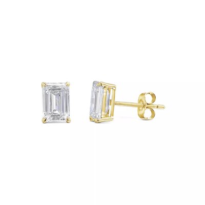 IGI Diamant Ohrringe E VS1 Smaragd 2,32 Karat Lab Grown Diamond 14k Gelbgold