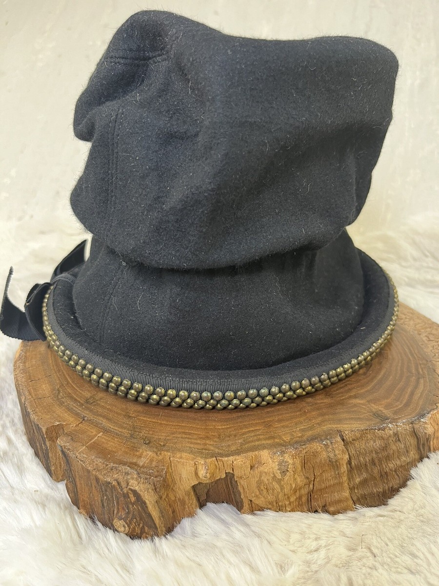 Vintage Neiman Marcus Dallas Felt Hat Bucket Black Hat 22 1  display picture 3