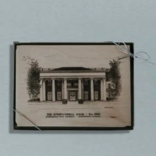Gift set of 6 note cards , wood.  Drawing of the International House