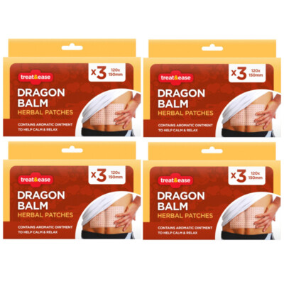 12 x Dragon Balm Kräuterpflaster Schmerzlinderung Wärmepflaster Rücken Knie Muskeln beruhigen