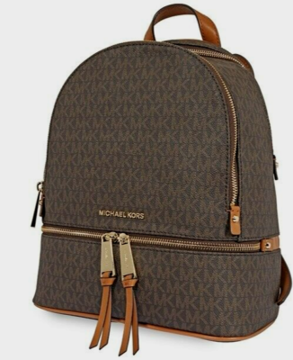Michael Kors Brown Monogram Backpack + Adjustable Strap, Zip Around Closur (NWT) Michael Kors Brown Backpack Logo Pattern Adjustable Straps  main image 3