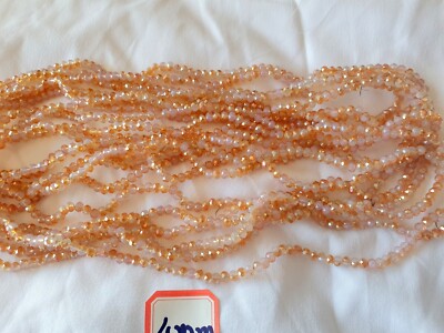 Restposten 10 Saiten Gold Weiß 2 Ton 4mm Runde Form Kristall Perlen Neu 