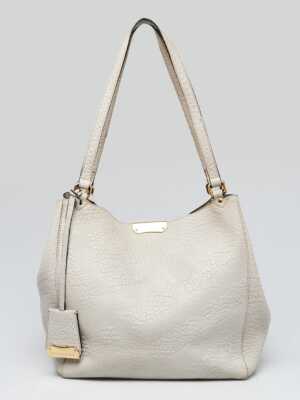 Burberry Grey Embossed Check Leather Small Canterbury Tote Bag