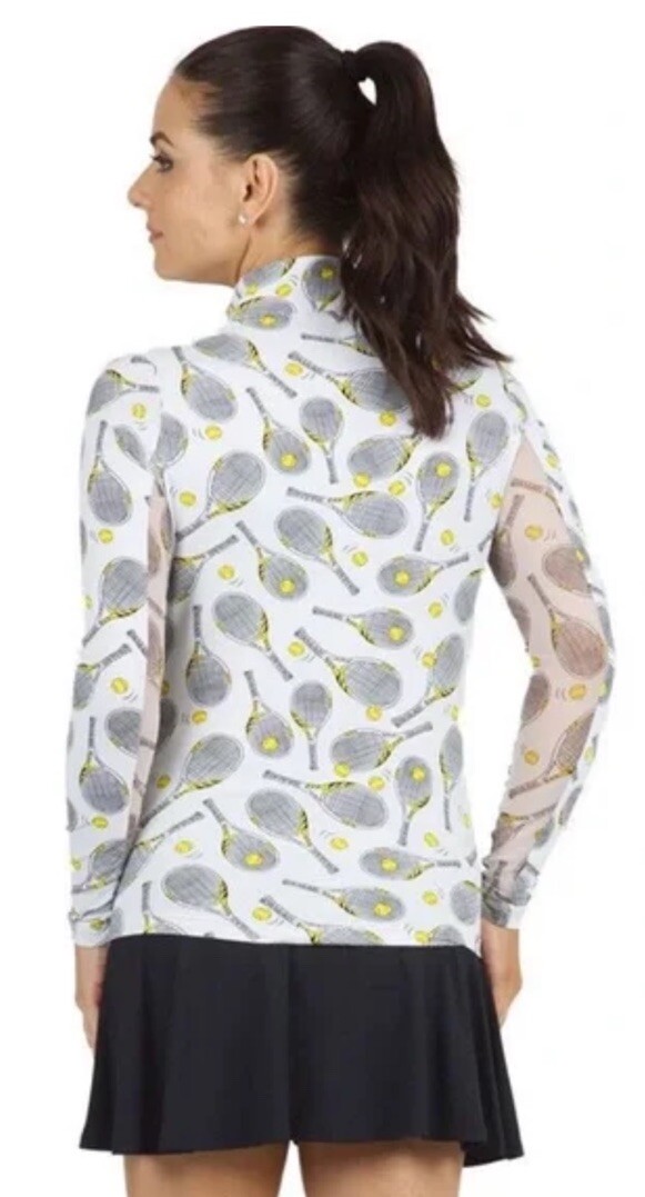 NWT IBKUL Golf Tennis Print 1/4 Zip Pullover Top XS S M L XL White