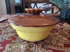 California Pottery USA Brown & Yellow Ceramic Mid Century Pottery Bowl
