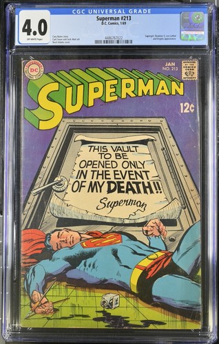 Superman#213 1969 CGC 4.0 - Supergirl, Brainiac 5, Lex Luthor and Krypto apps
