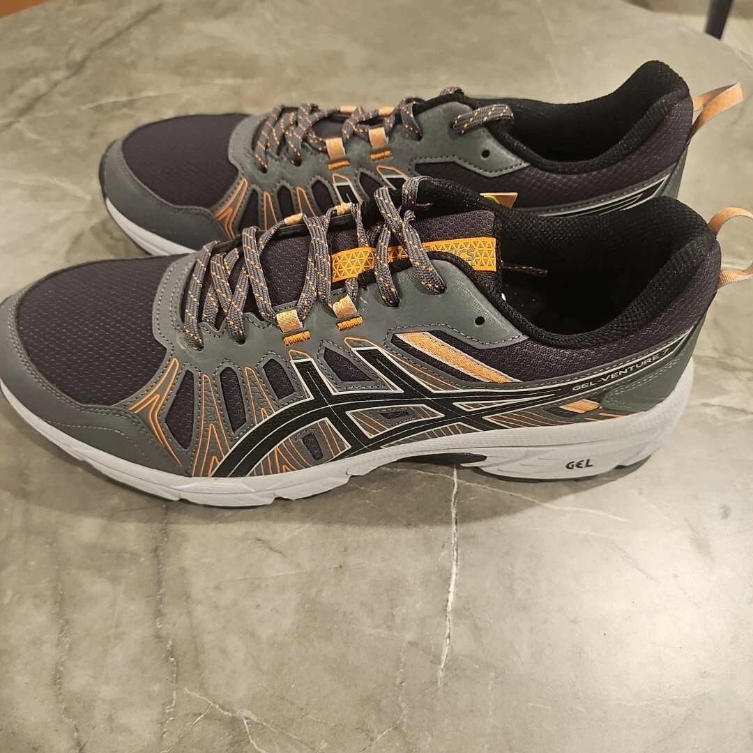 Scarpe da corsa ASICS uomo GEL Venture 7 taglia 12M grigio nero arancione (colore raro)