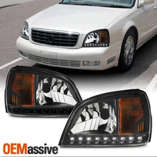 Fit Black 2000 2001 2002 2003 2004 2005 Cadillac Deville LED Headlights Headlamp