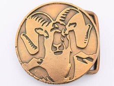 1970s Bighorn Sheep Ram Solid Bronze Vintage Belt Buckle
