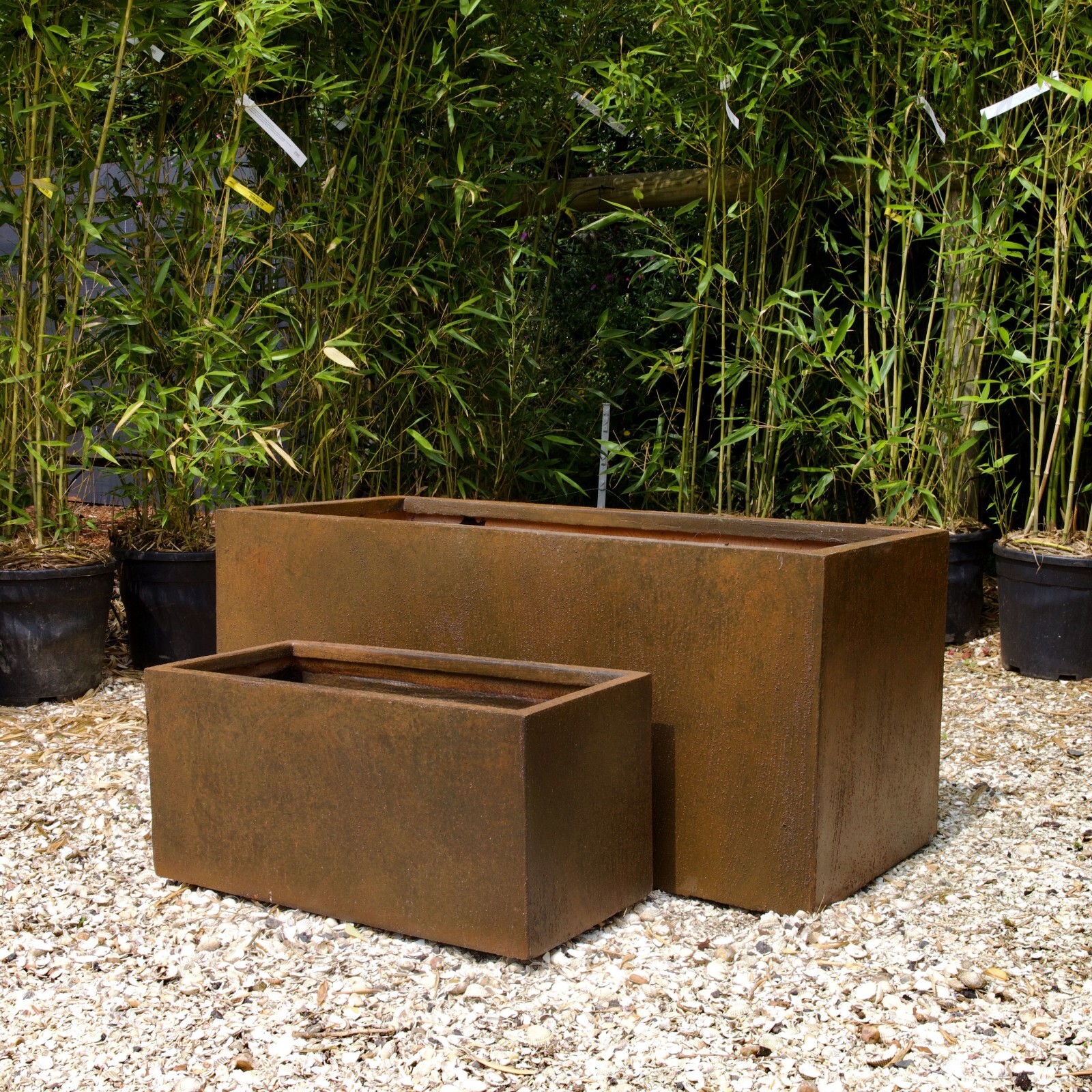 60cm Corten Effect Trough Long Rectangle Modern Planter Plant Pot- Stonelite