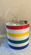 Rare Retro Rainbow Ice Bucket With Tong. Shelton-Ware Made In The USA 1960s.