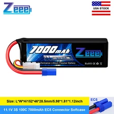Zeee 11.1V 100C 7000mAh 3S LiPo Battery EC5 for RC Car Truck Helicopter Airplane