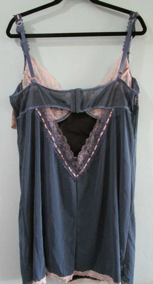 Coquette Diva Blue Ivory Lace Lt. Розовая лента Chemise3XL/4XL новый с ярлыками - Изображение 3 из 4