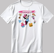 Image of Minnie Mouse Disney Short Sleeve White/Black Men / Women T Shirt J051
