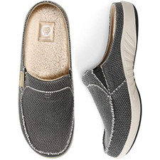 Mens Slippers with Arch Support Canvas House Slipper Slip On Clog Outdoor Shoes