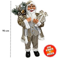 BABBO NATALE PUPAZZO H 90 CM CON LUCI E MUSICA NATALIZIA ADDOBBI NATALIZI