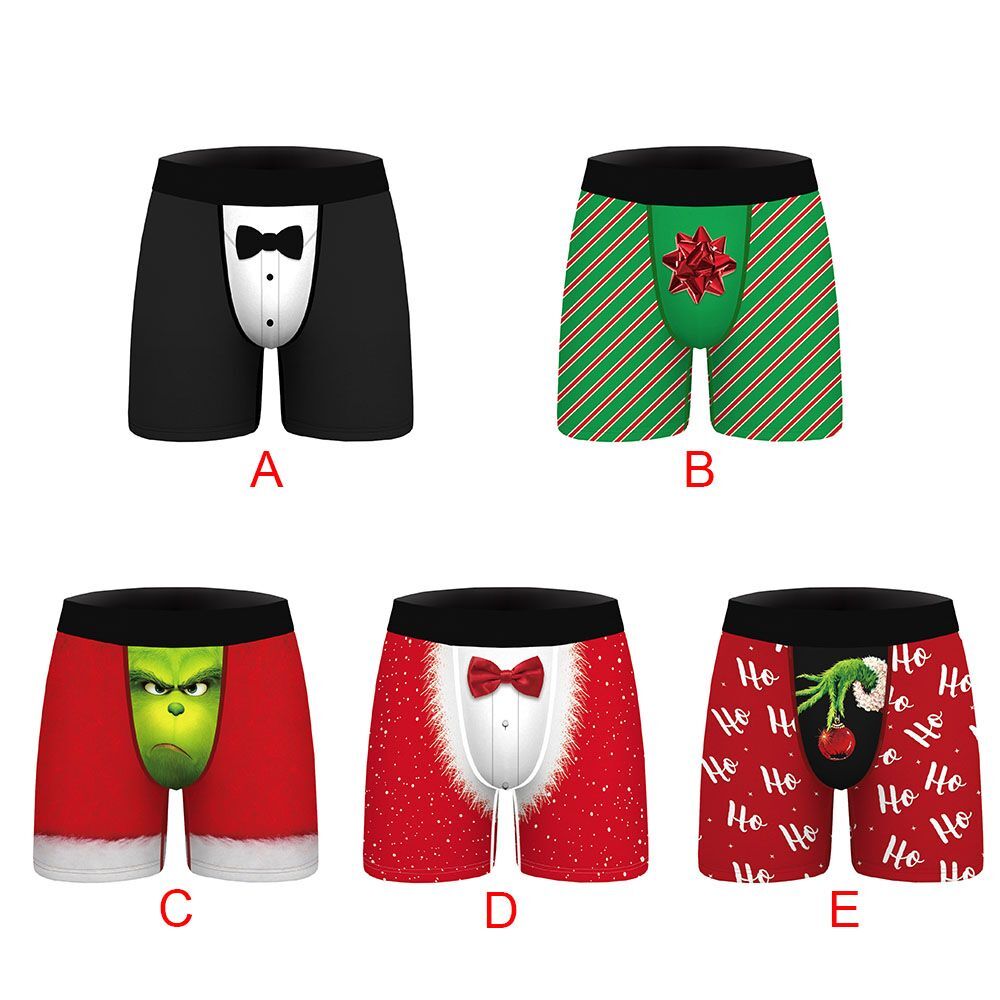 Grinch Male Panties Mens Underwear Boxer Shorts Christmas Cosplay