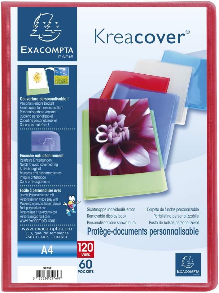Thumbnail - Exacompta 5769e Sichtmappe Pp 500µ 60 Hüllen Krea Cover Chromaline Din