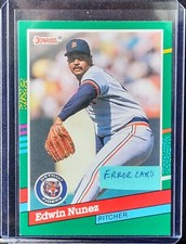 1991 Donruss Edwin Nunez #620 Error No Dot After Inc On Back Detroit Tigers