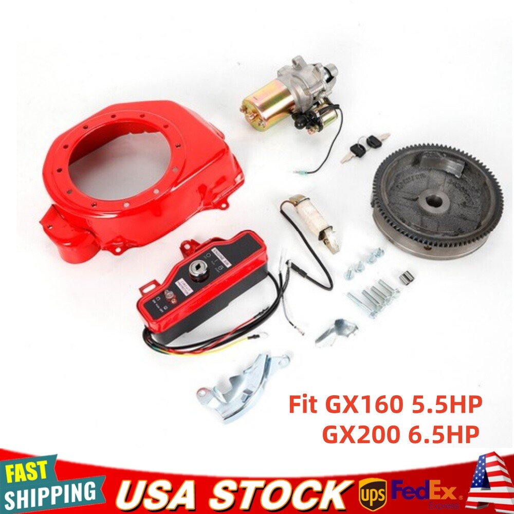 GX160 GX200 5.5HP 6.5HP Electric Start Kit Starter Motor for Honda Flywheel Set