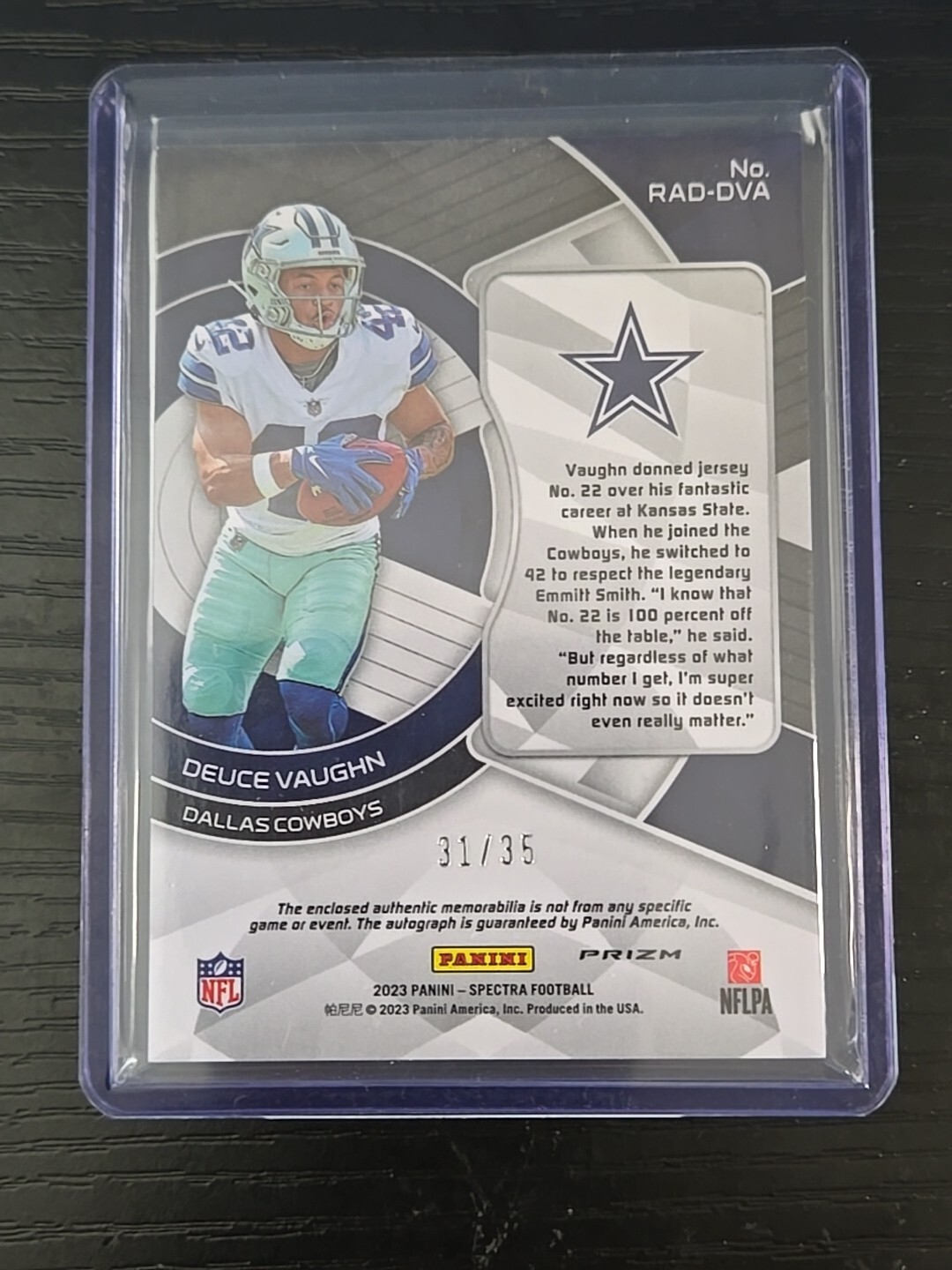 2023 Panini Spectra - Radiant Rookie Patch Signatures Deuce Vaughn #RAD ...